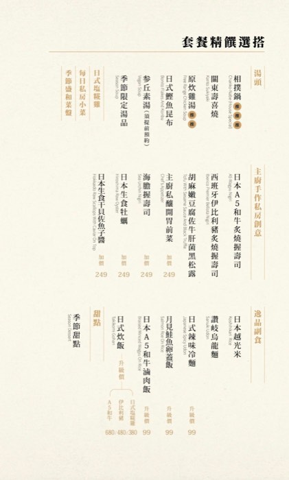 叁丘鍋物菜單 第 1 頁